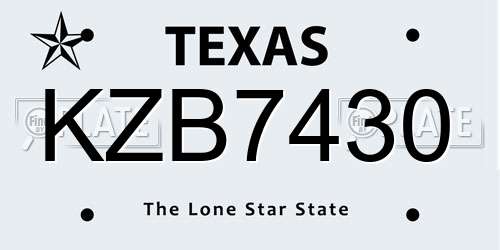 KZB7430 Texas License Plate