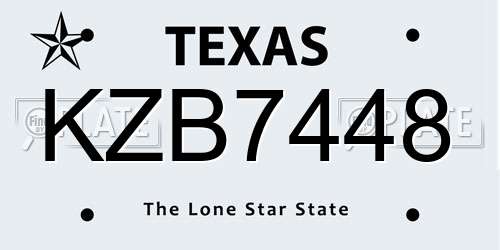 KZB7448 Texas License Plate