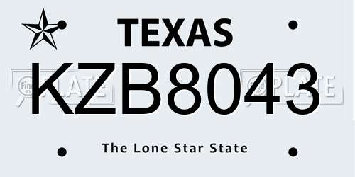 KZB8043 Texas License Plate