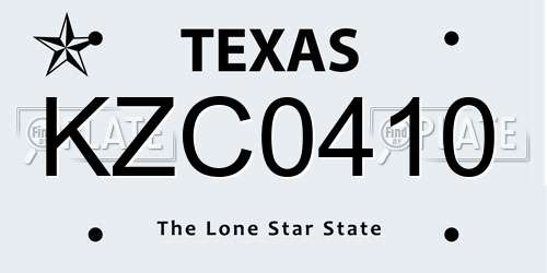 KZC0410 Texas License Plate