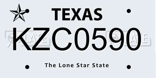 KZC0590 Texas License Plate