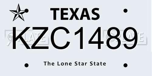 KZC1489 Texas License Plate