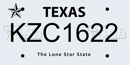 KZC1622 Texas License Plate