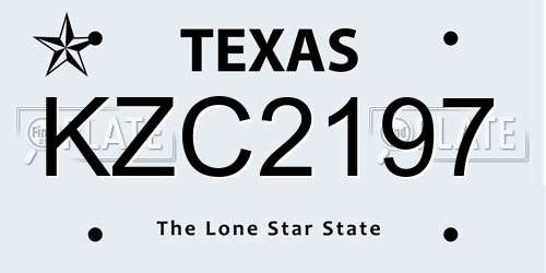 KZC2197 Texas License Plate