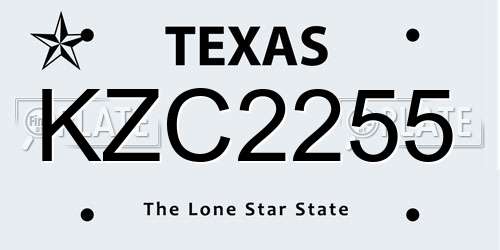 KZC2255 Texas License Plate