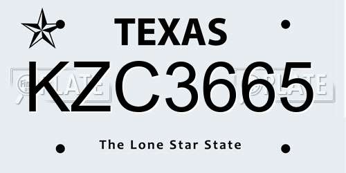 KZC3665 Texas License Plate