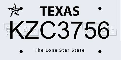 KZC3756 Texas License Plate