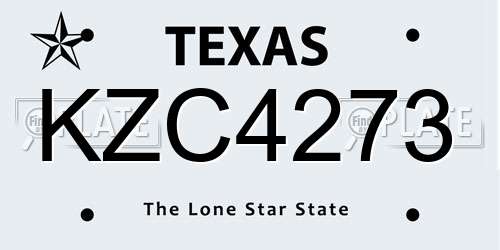 KZC4273 Texas License Plate