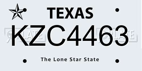 KZC4463 Texas License Plate