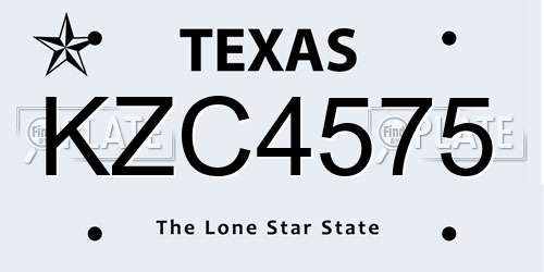 KZC4575 Texas License Plate