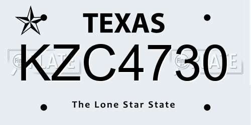KZC4730 Texas License Plate
