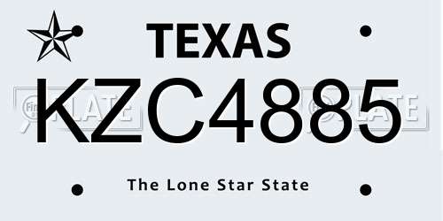 KZC4885 Texas License Plate