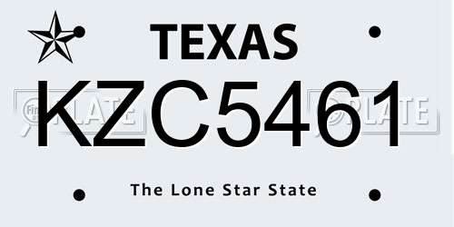 KZC5461 Texas License Plate