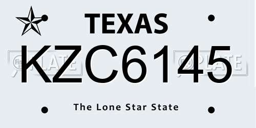 KZC6145 Texas License Plate
