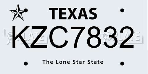 KZC7832 Texas License Plate