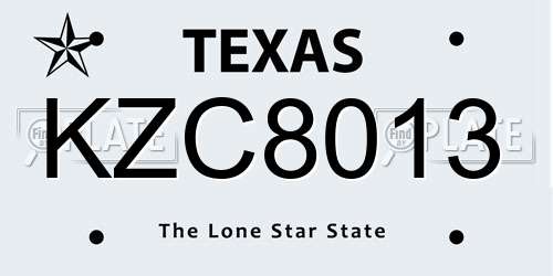 KZC8013 Texas License Plate