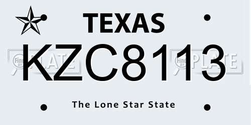 KZC8113 Texas License Plate