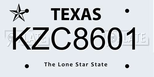 KZC8601 Texas License Plate