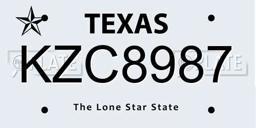 KZC8987 Texas License Plate