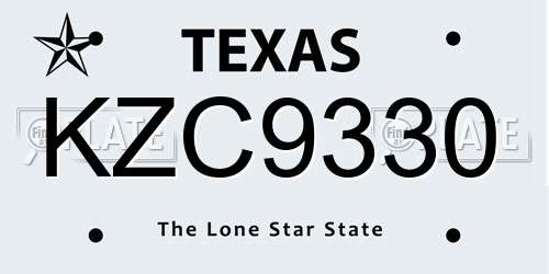 KZC9330 Texas License Plate