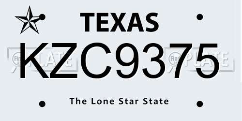 KZC9375 Texas License Plate