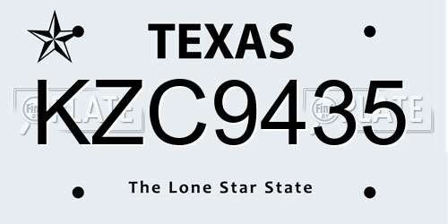 KZC9435 Texas License Plate