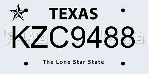 KZC9488 Texas License Plate