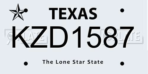 KZD1587 Texas License Plate