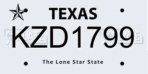KZD1799 Texas License Plate