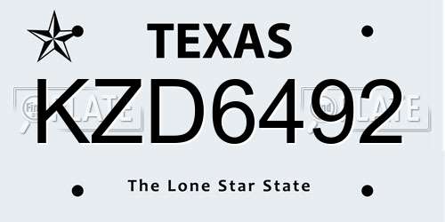 KZD6492 Texas License Plate