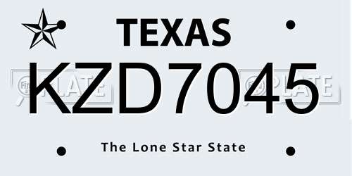 KZD7045 Texas License Plate