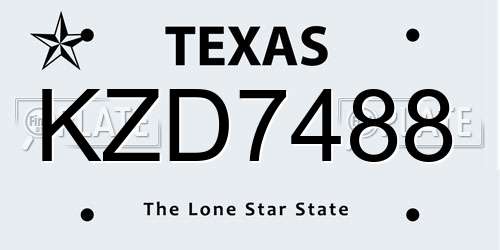KZD7488 Texas License Plate