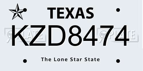 KZD8474 Texas License Plate