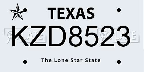 KZD8523 Texas License Plate
