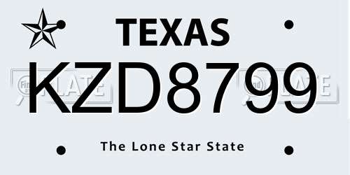 KZD8799 Texas License Plate