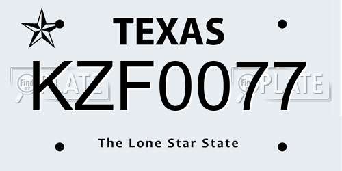 KZF0077 Texas License Plate