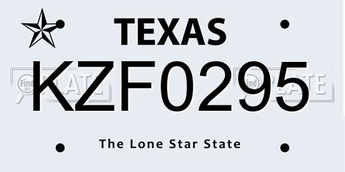 KZF0295 Texas License Plate