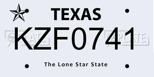 KZF0741 Texas License Plate