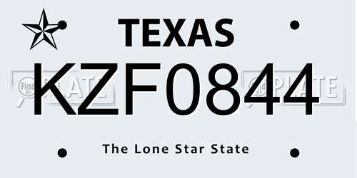 KZF0844 Texas License Plate