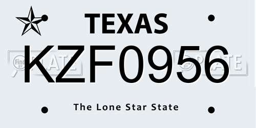 KZF0956 Texas License Plate
