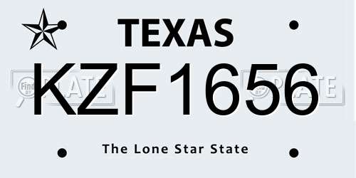 KZF1656 Texas License Plate