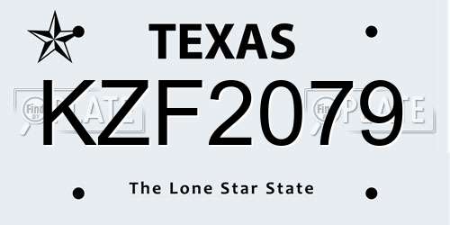 KZF2079 Texas License Plate
