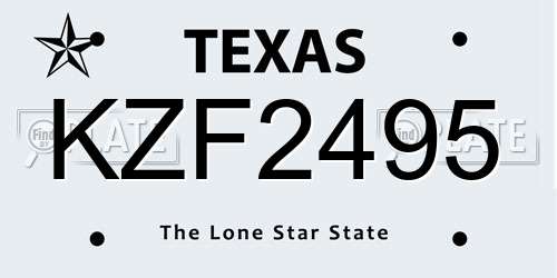 KZF2495 Texas License Plate