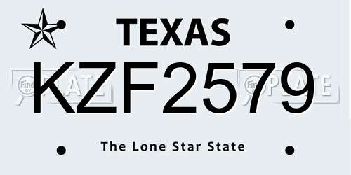 KZF2579 Texas License Plate