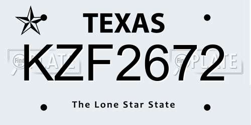 KZF2672 Texas License Plate