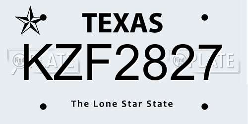 KZF2827 Texas License Plate