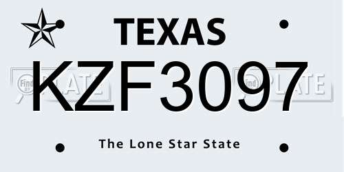 KZF3097 Texas License Plate