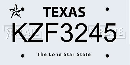 KZF3245 Texas License Plate