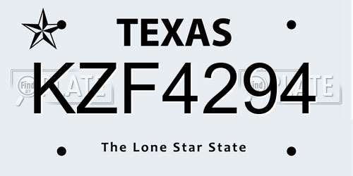 KZF4294 Texas License Plate