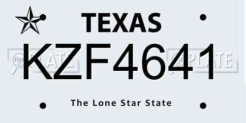 KZF4641 Texas License Plate